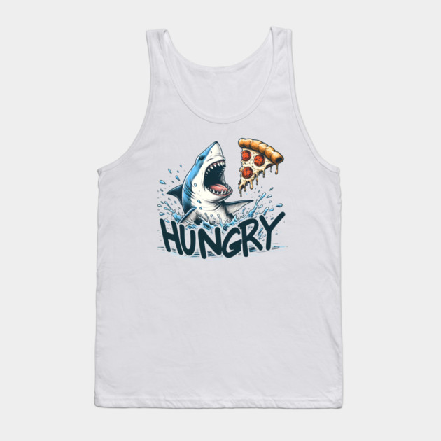 Funny Shark with Pizza, Pizza Lover Tank Top by logiamerch