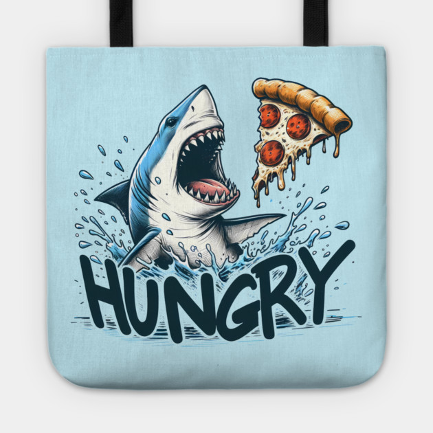 Funny Shark with Pizza, Pizza Lover Tote by logiamerch