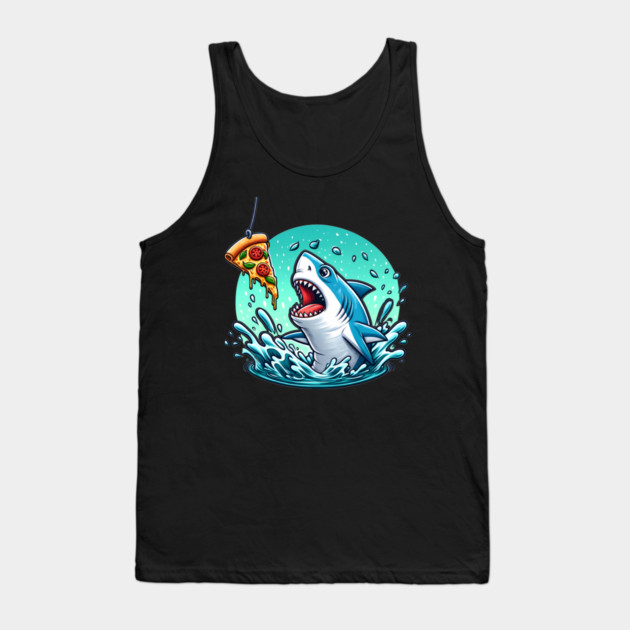 Funny Shark with Pizza, Pizza Lover Tank Top by logiamerch