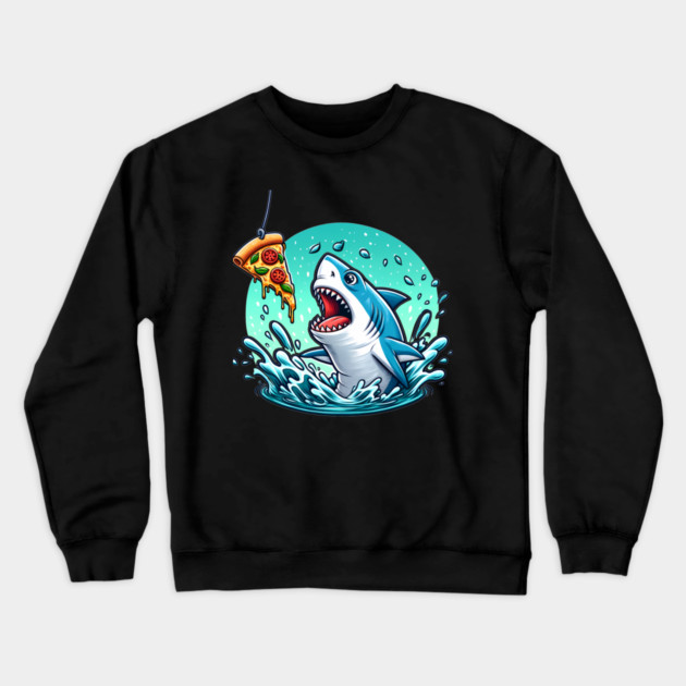 Funny Shark with Pizza, Pizza Lover Crewneck Sweatshirt by logiamerch