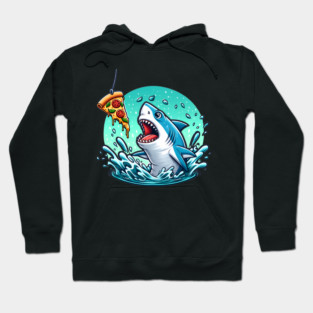 Funny Shark with Pizza, Pizza Lover Hoodie