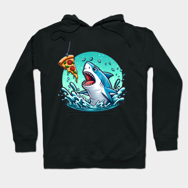 Funny Shark with Pizza, Pizza Lover Hoodie by logiamerch