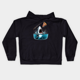 Funny Shark with Pizza, Pizza Lover Kids Hoodie