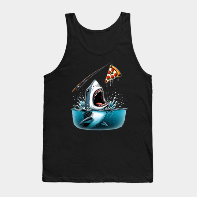 Funny Shark with Pizza, Pizza Lover Tank Top by logiamerch