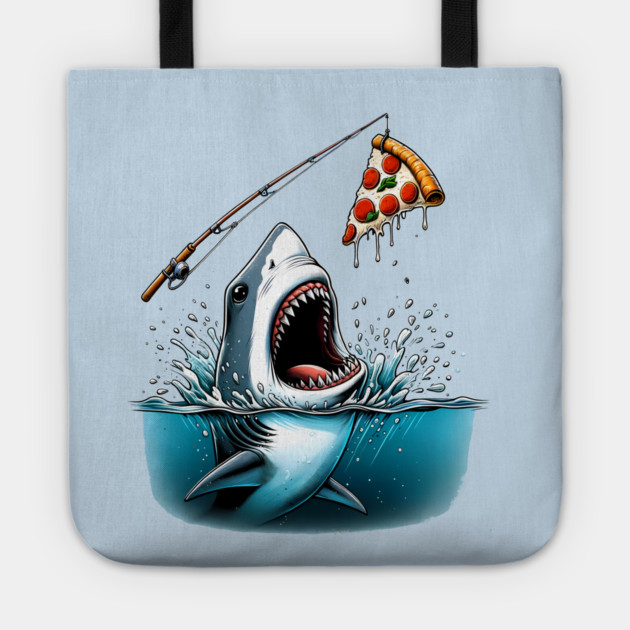 Funny Shark with Pizza, Pizza Lover Tote by logiamerch