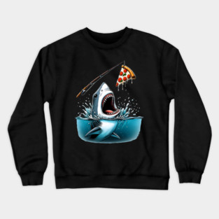 Funny Shark with Pizza, Pizza Lover Crewneck Sweatshirt