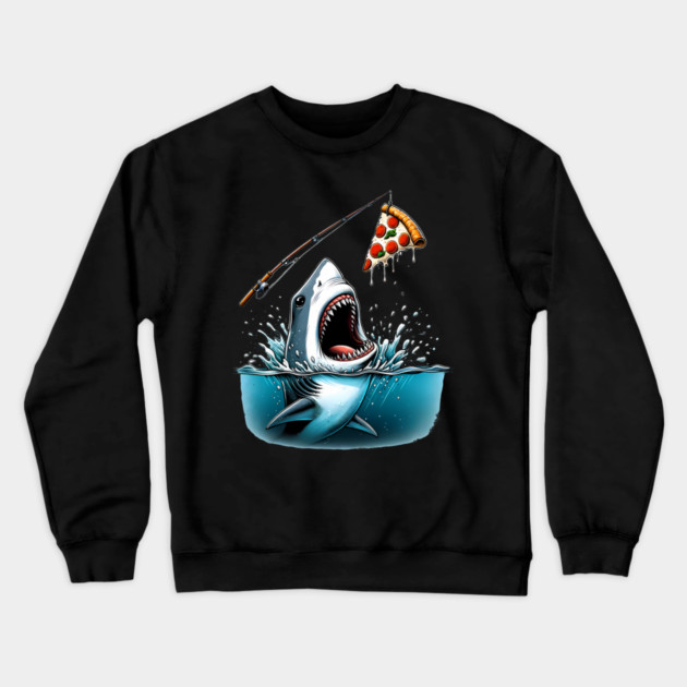 Funny Shark with Pizza, Pizza Lover Crewneck Sweatshirt by logiamerch