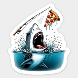 Funny Shark with Pizza, Pizza Lover Sticker