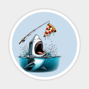 Funny Shark with Pizza, Pizza Lover Magnet