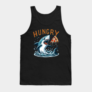 Funny Shark with Pizza, Pizza Lover Tank Top
