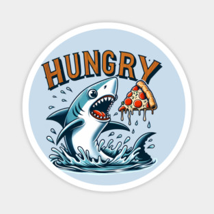 Funny Shark with Pizza, Pizza Lover Magnet