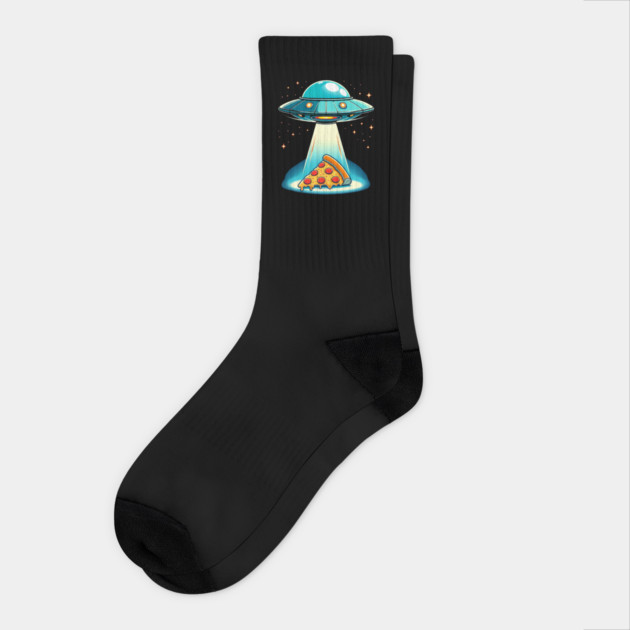Funny Pizza Ufo, Pizza Lover Socks by logiamerch