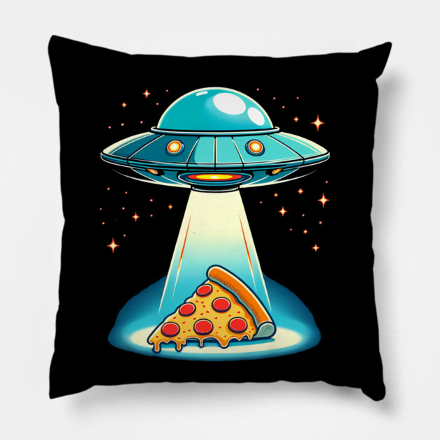 Funny Pizza Ufo, Pizza Lover Pillow by logiamerch