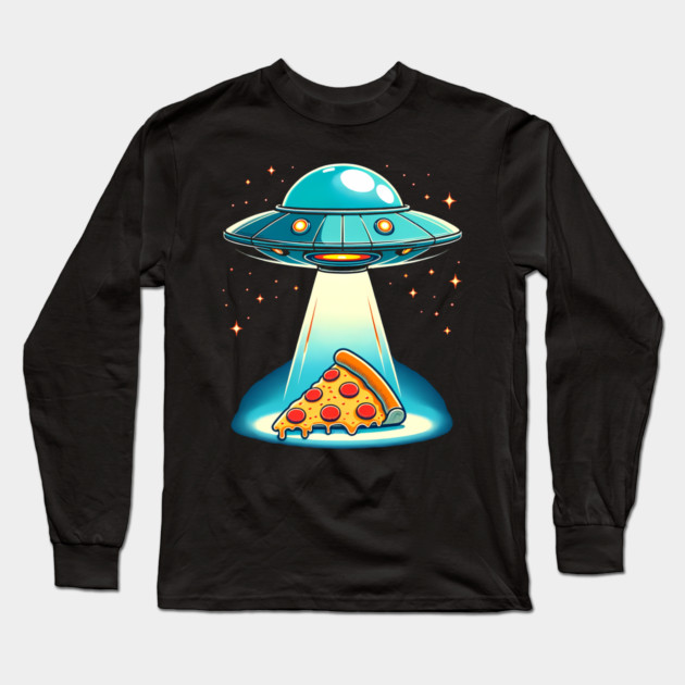 Funny Pizza Ufo, Pizza Lover Long Sleeve T-Shirt by logiamerch