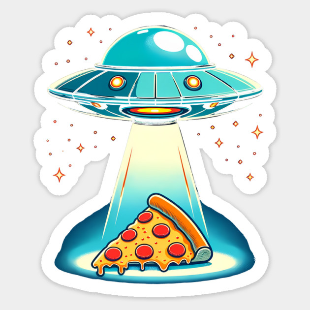 Funny Pizza Ufo, Pizza Lover Sticker by logiamerch