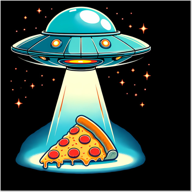 Funny Pizza Ufo, Pizza Lover Wall Art by logiamerch