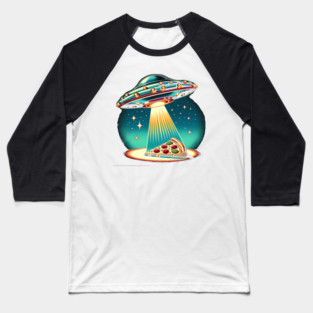 Funny Pizza Ufo, Pizza Lover Baseball T-Shirt