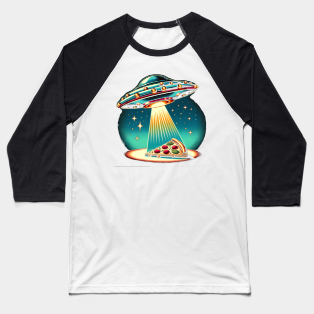 Funny Pizza Ufo, Pizza Lover Baseball T-Shirt by logiamerch