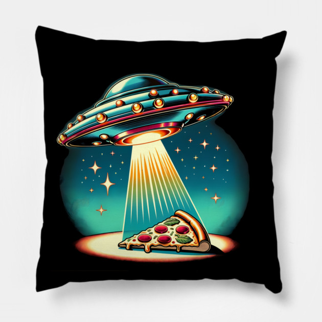 Funny Pizza Ufo, Pizza Lover Pillow by logiamerch