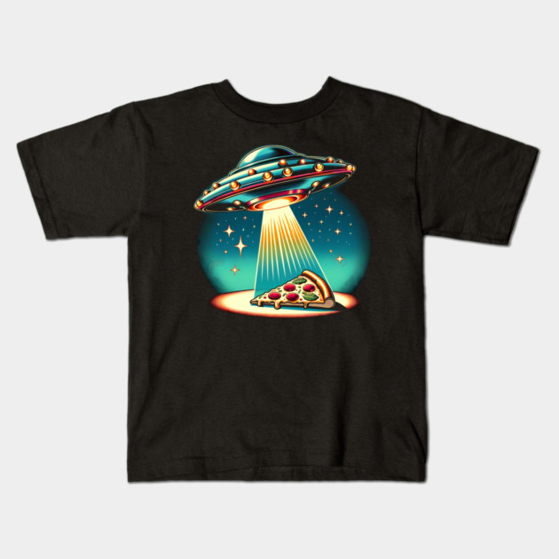 Funny Pizza Ufo, Pizza Lover Kids T-Shirt by logiamerch