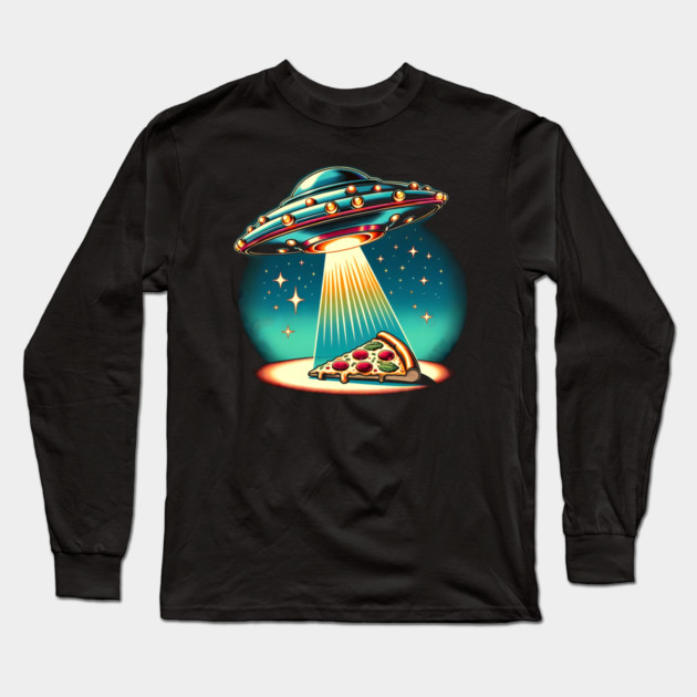 Funny Pizza Ufo, Pizza Lover Long Sleeve T-Shirt by logiamerch