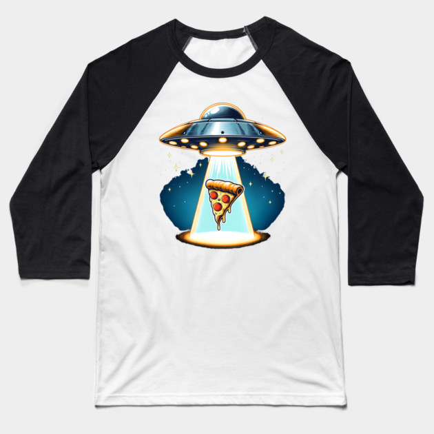 Funny Pizza Ufo, Pizza Lover Baseball T-Shirt by logiamerch