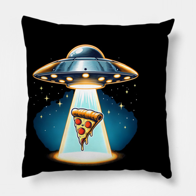Funny Pizza Ufo, Pizza Lover Pillow by logiamerch