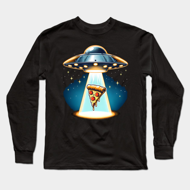 Funny Pizza Ufo, Pizza Lover Long Sleeve T-Shirt by logiamerch