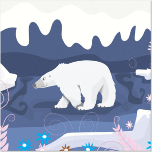 Cute Cartoon Polar Bear Posters and Art