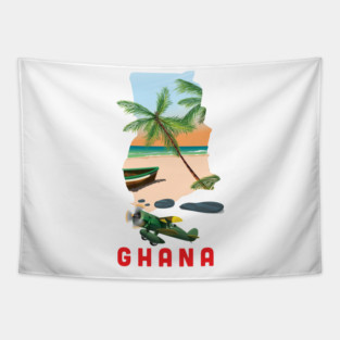Ghana Map Travel poster Tapestry