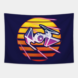 Synthwave TIE Interceptor Tapestry