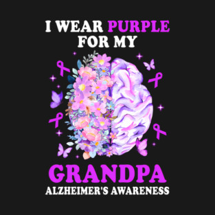 I Wear Purple For My Grandpa Alzheimer's Awareness Brain T-Shirt