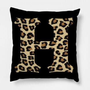 Letter H Leopard Cheetah Monogram Initial Pillow
