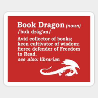 Book Dragon Definition in White Sticker