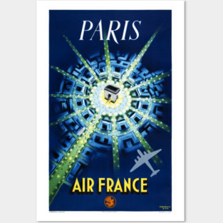 Vintage Travel Poster Air France Paris Posters and Art