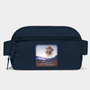 rootin shootin but mostly tootin cowboy raccoon word art Bag