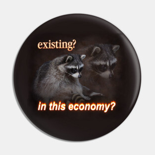 Economy Raccoon Meme Pin