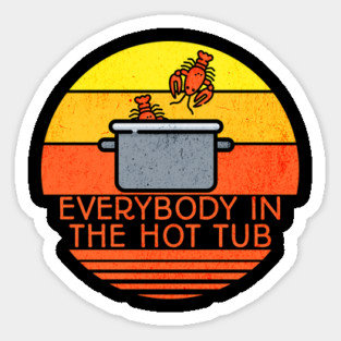 Retro Sunset Lobster Pot, Hot Tub Sticker
