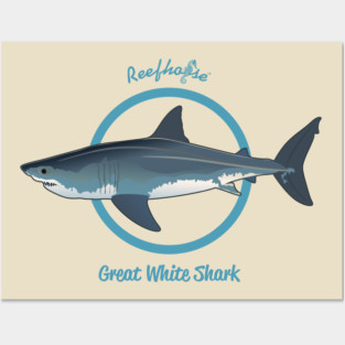 Reefhorse Great White Shark Posters and Art