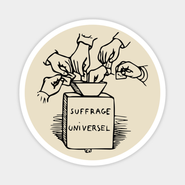 Universal Suffrage - Felix Vallotton - Suffrage Universel Voting 1902 Woodcut Magnet by Yesteeyear