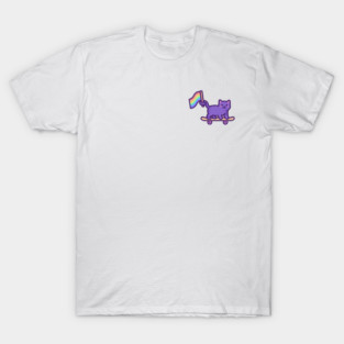 LGBTQ+ Pride Skateboard Cat T-Shirt