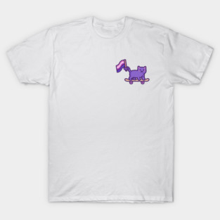 Gender Fluid Pride Skateboard Cat T-Shirt