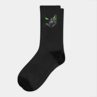 Black Cats Rule - Green Eyes Socks