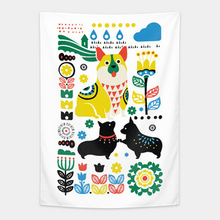 Scandinavian Corgi Tapestry