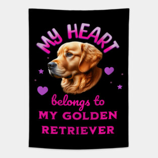 My Heart Belongs to my Golden Retriever Dog Tapestry