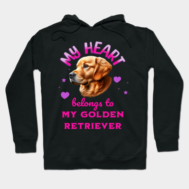 My Heart Belongs to my Golden Retriever Dog Hoodie by BirdsnStuff