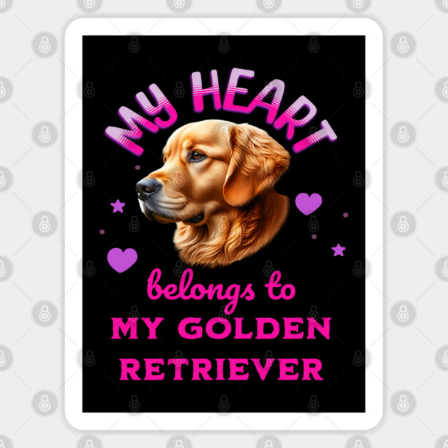 My Heart Belongs to my Golden Retriever Dog Sticker by BirdsnStuff