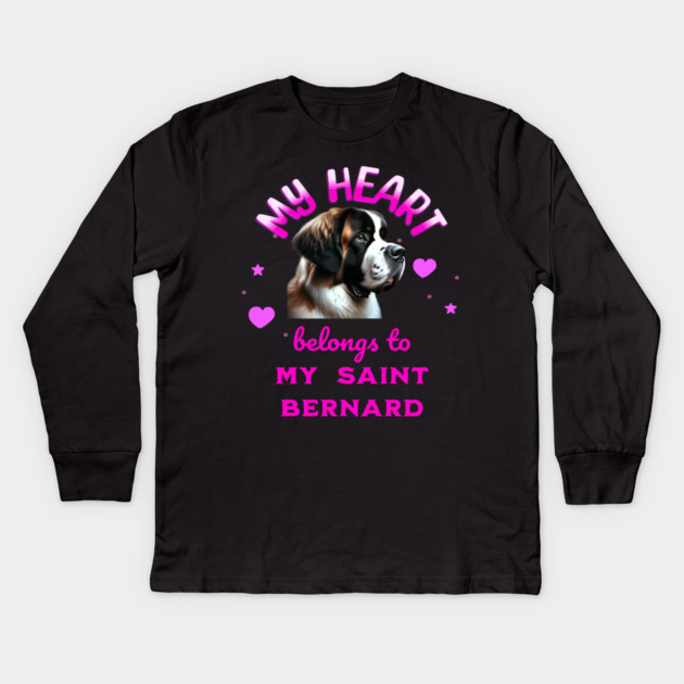 My Heart Belongs to my Saint Bernard Kids Long Sleeve T-Shirt by BirdsnStuff