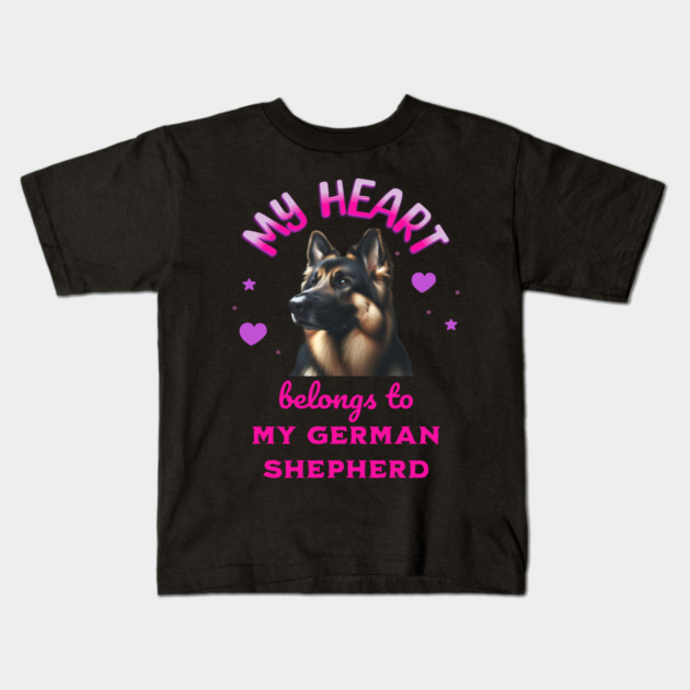 My Heart Belongs to my German Shepherd Kids T-Shirt by BirdsnStuff