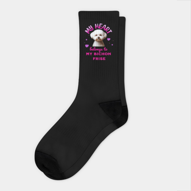 My Heart Belongs to my Bichon Frise Socks by BirdsnStuff